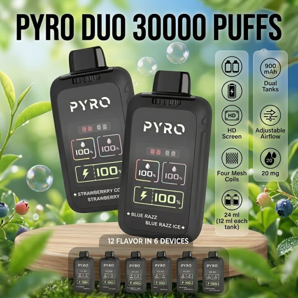 PYRO DUO سحبة سيجارة بيرو دو 30000 شفطة 50 نيكوتين عدة