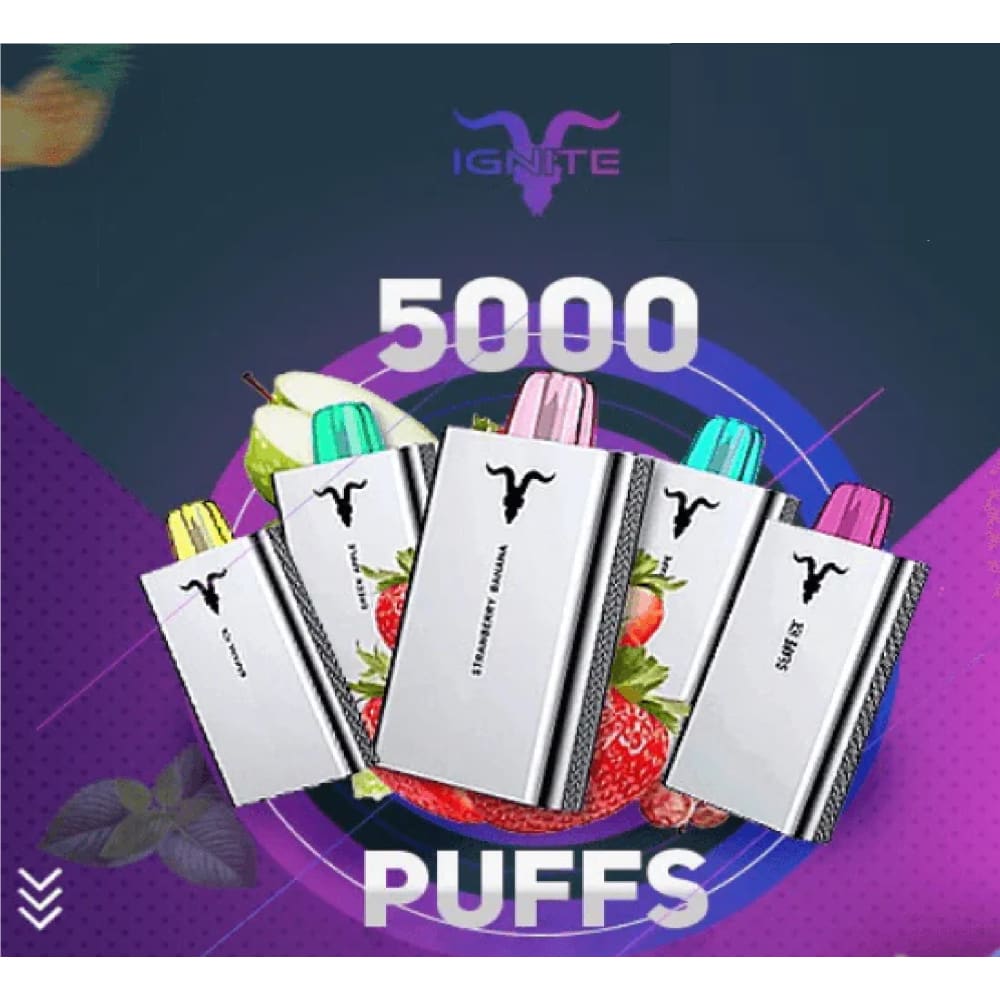 IGNITE سحبة سيجارة اجنايت 5000 شفطة 20 نيكوتين عدة نكهات