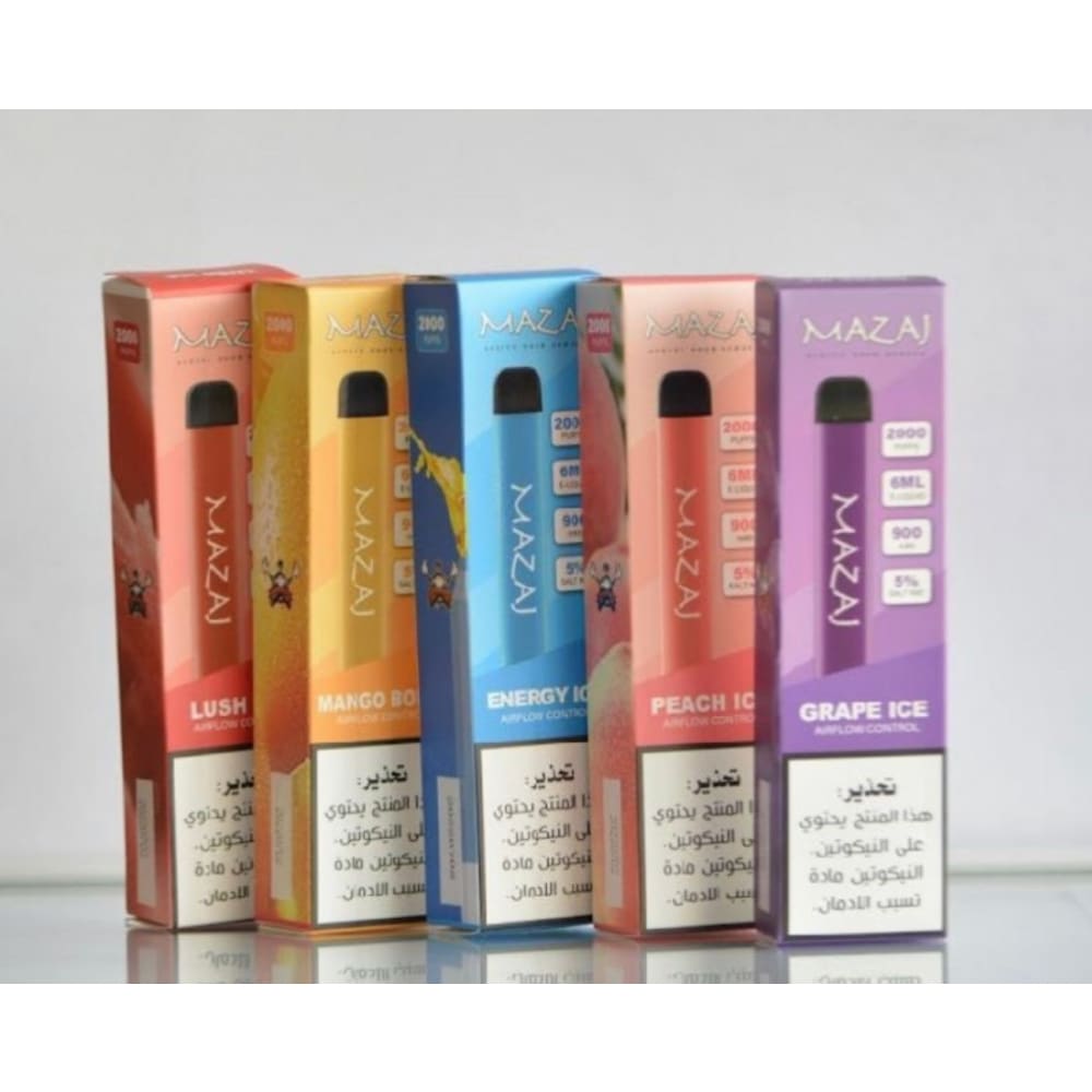 MAZAJ سحبة سيجارة مزاج فلو 2000 شفطة 20 نيكوتين عدة نكهات