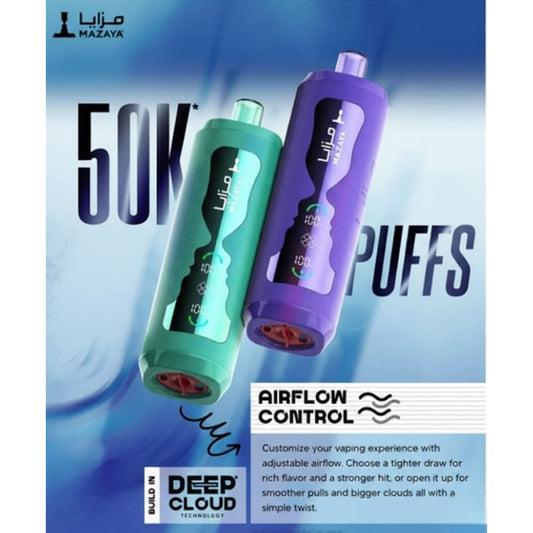 MAZAYA جهاز فيب شيشة مزايا 50000 شفطة 6 نيكوتين عدة نكهات