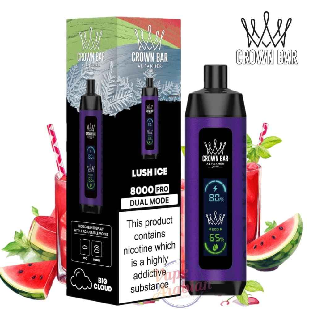 جهاز فيب شيشة كراون بار برو دول مود 8000 شفطة 5 نيكوتين عدة