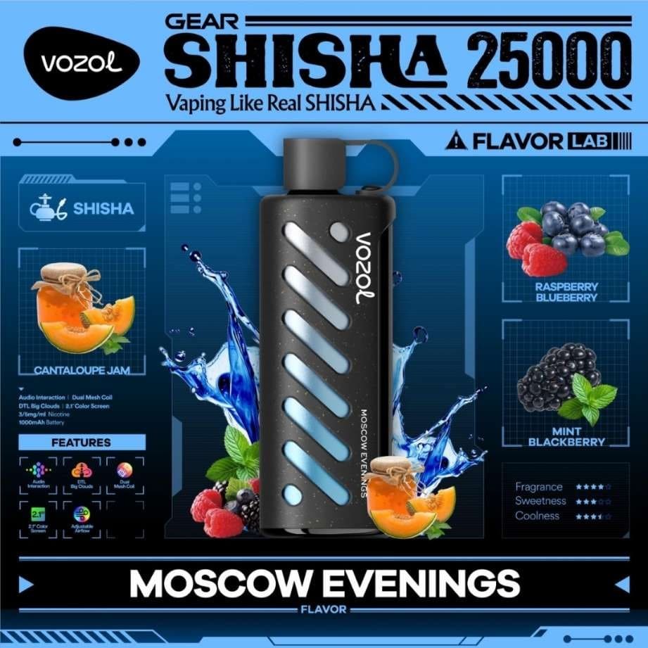 Vozol Gear Shisha جهاز فيب شيشة فوزول 25000 شفطة عدة نكهات