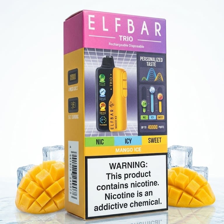 ELFBAR TRIO سحبة سيجارة الفبار 40000 شفطة 50 نيكوتين عدة