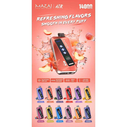 MAZAJ AIR سحبة سيجارة مزاج اير 14000 شفطة 20 نيكوتين عدة