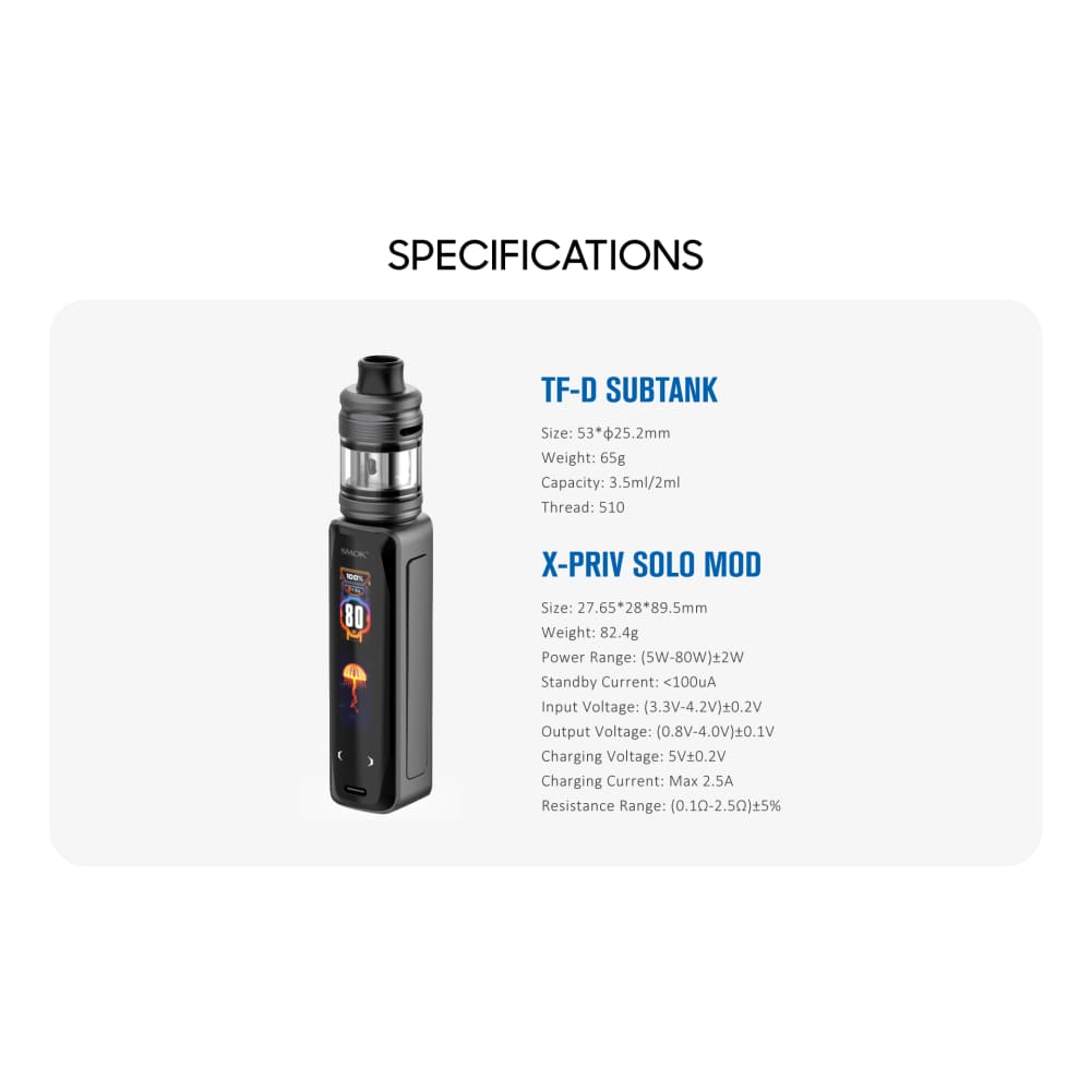 جهاز شيشة سموك اكس برايف سولو SMOK X PRIV SOLO KIT - ابيض
