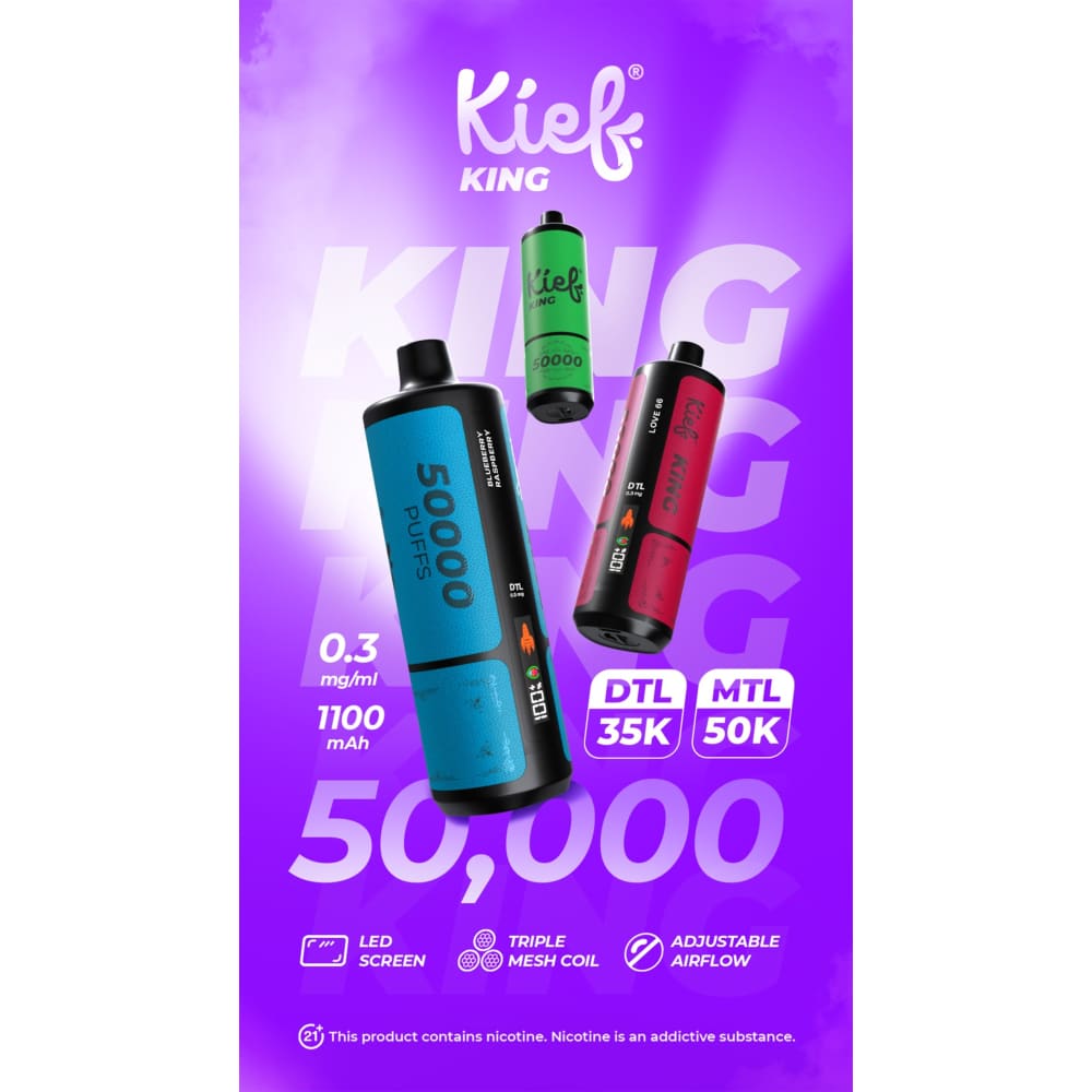 جهاز فيب شيشة كيف كينج 3 نيكوتين 50000 شفطة عدة نكهات