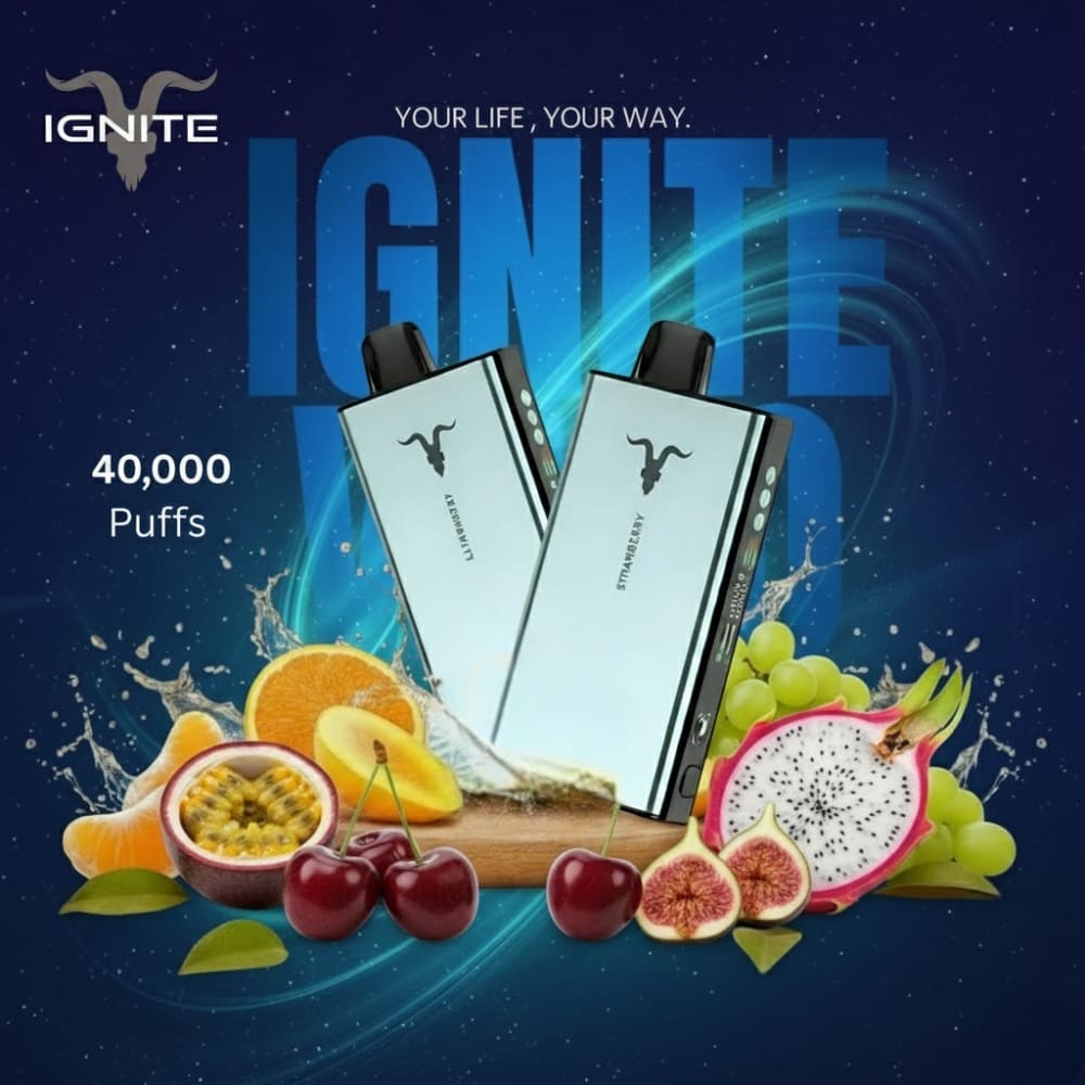 IGNITE سحبة سيجارة اجنايت 40000 شفطة 20 نيكوتين عدة نكهات