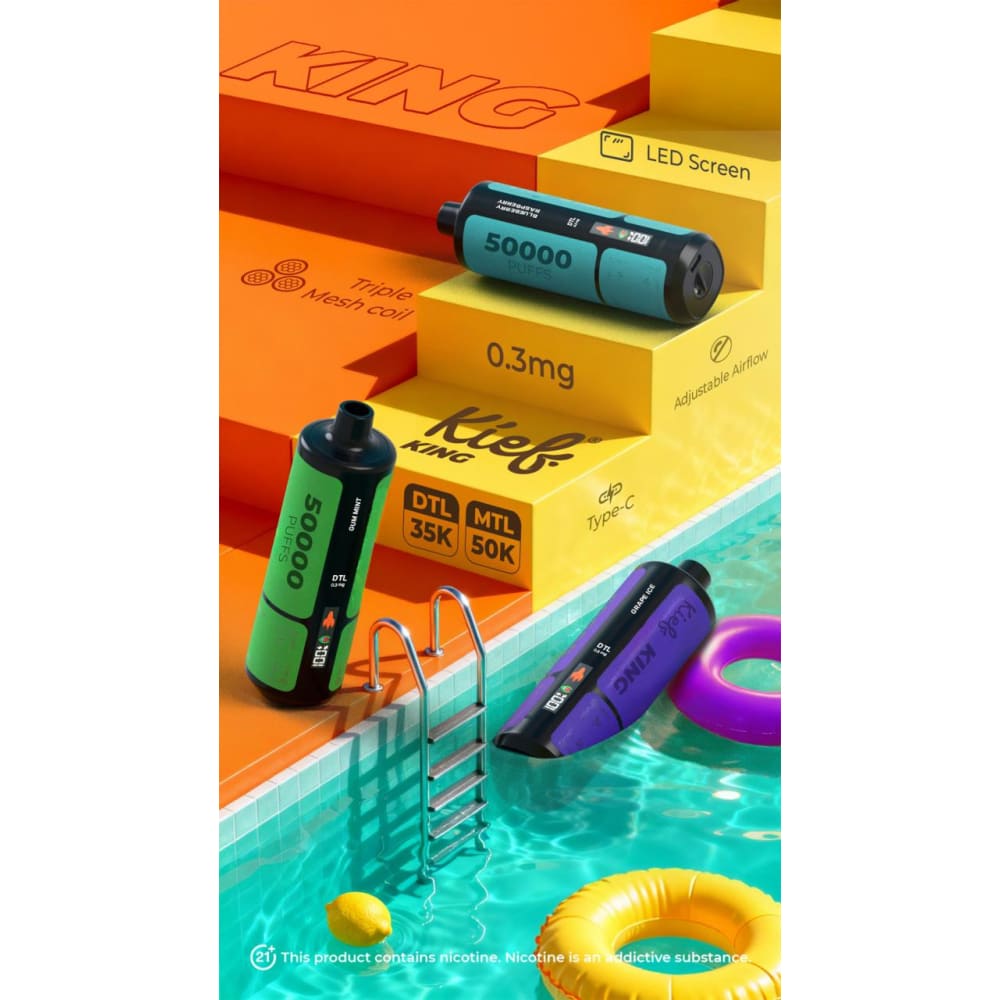 جهاز فيب شيشة كيف كينج 3 نيكوتين 50000 شفطة عدة نكهات
