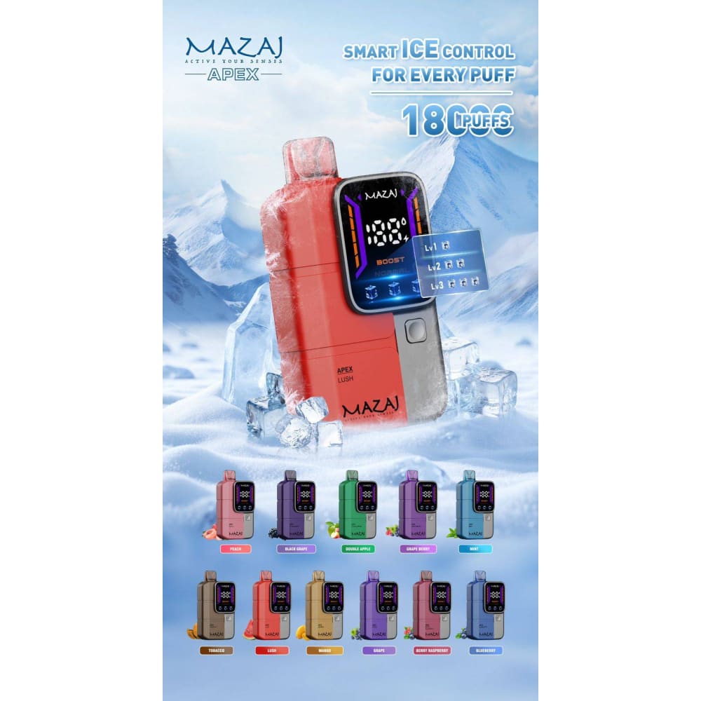 MAZAJ APEX سحبة سيجارة مزاج ابيكس 18000 شفطة 50 نيكوتين عدة
