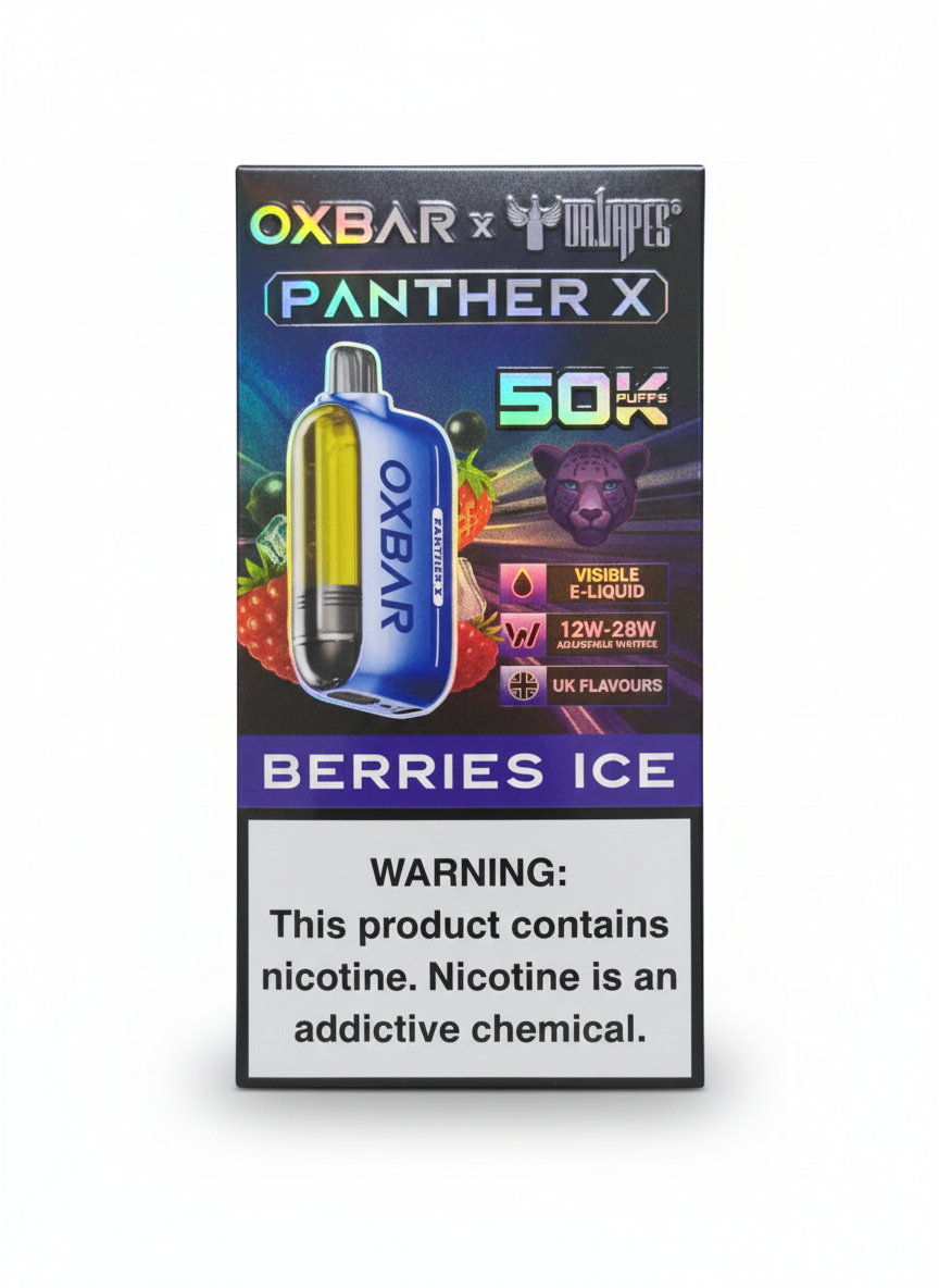 Oxbar Panther X سحبة سيجارة اوكس بار بانثر اكس 50000 شفطة 20 نيكوتين عدة نكهات استخدام مره واحد