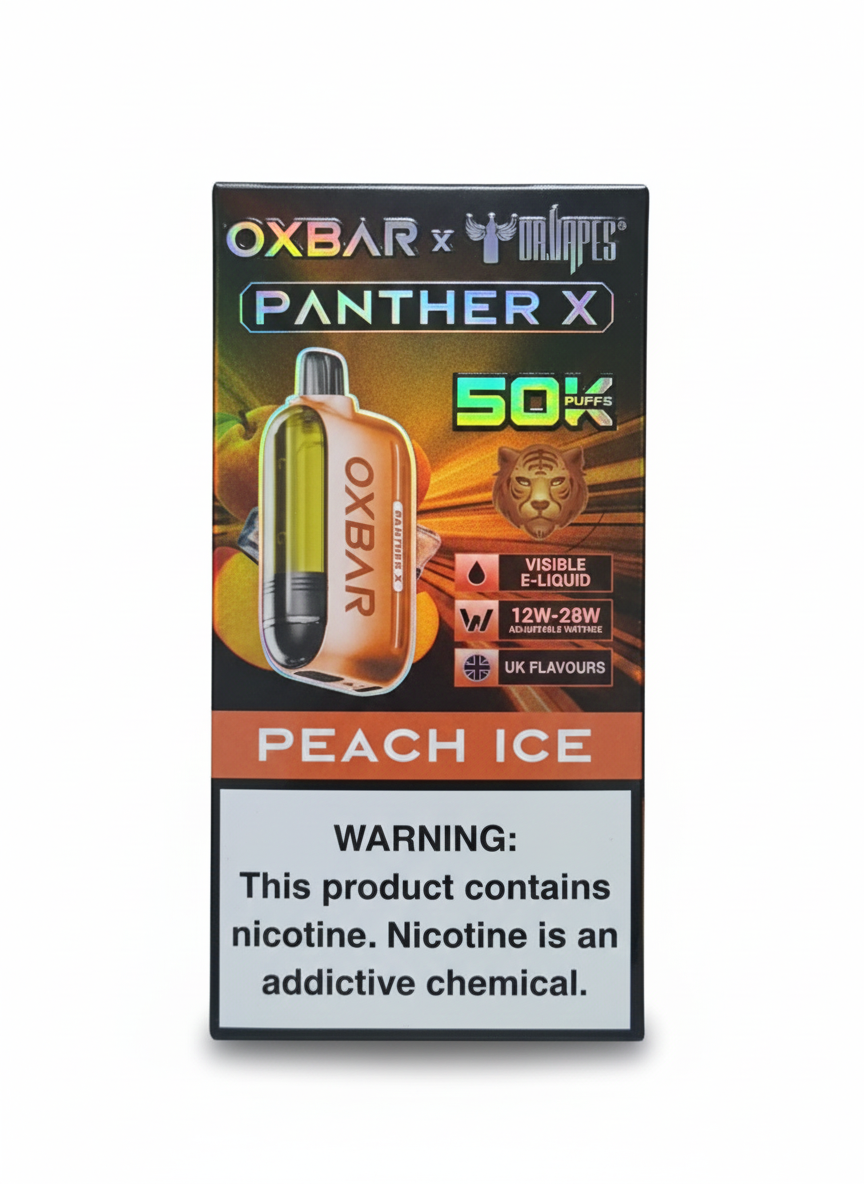 Oxbar Panther X سحبة سيجارة اوكس بار بانثر اكس 50000 شفطة 20 نيكوتين عدة نكهات استخدام مره واحد