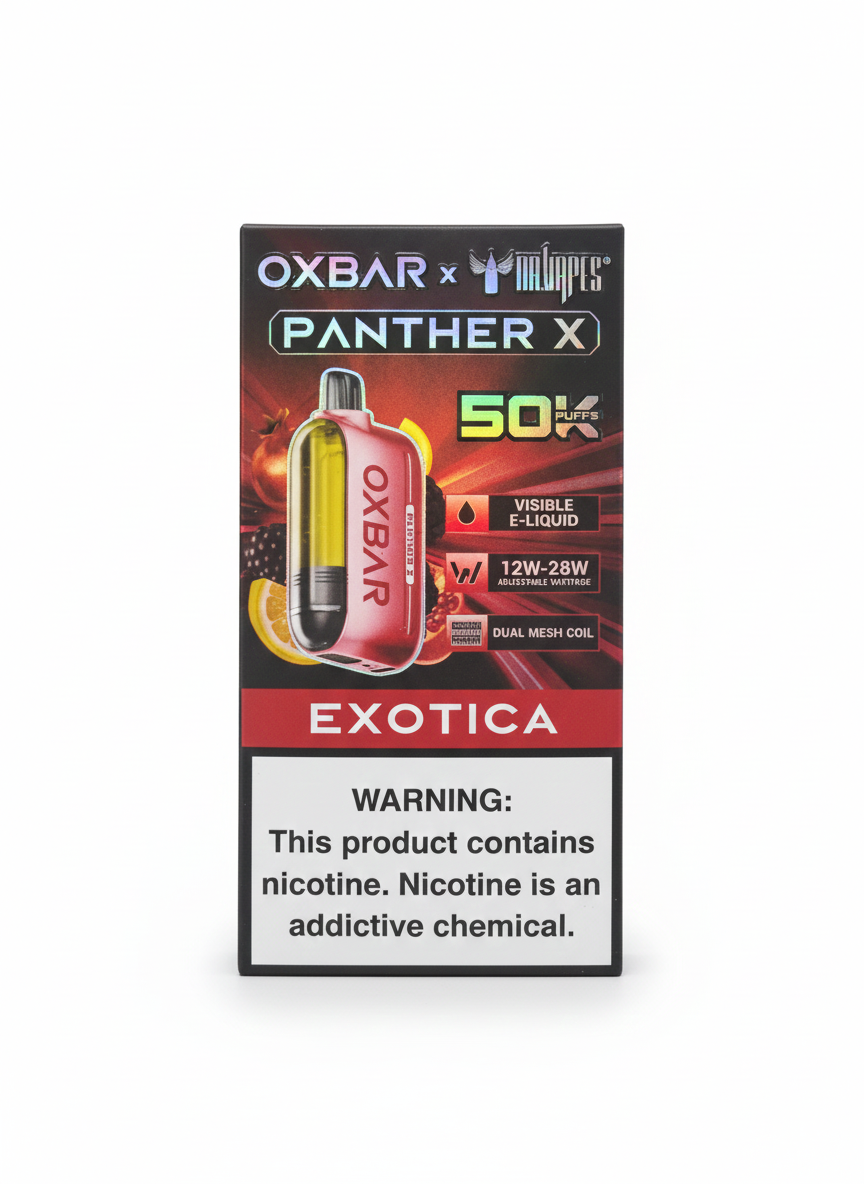 Oxbar Panther X سحبة سيجارة اوكس بار بانثر اكس 50000 شفطة 20 نيكوتين عدة نكهات استخدام مره واحد