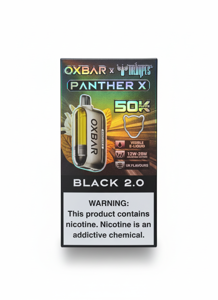 Oxbar Panther X سحبة سيجارة اوكس بار بانثر اكس 50000 شفطة 20 نيكوتين عدة نكهات استخدام مره واحد