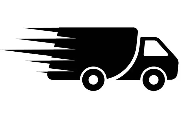 صورة ظلية سوداء لشاحنة توصيل مع خطوط السرعة.