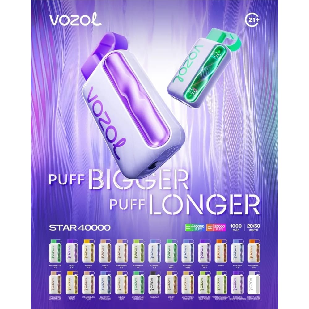 VOZOL STAR سحبة سيجارة فوزول ستار 40000 شفطة عدة نكهات 50